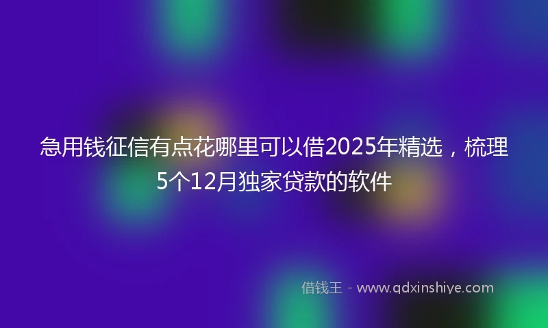 急用钱征信有点花哪里可以借2025年精选，梳理5个12月独家贷款的软件