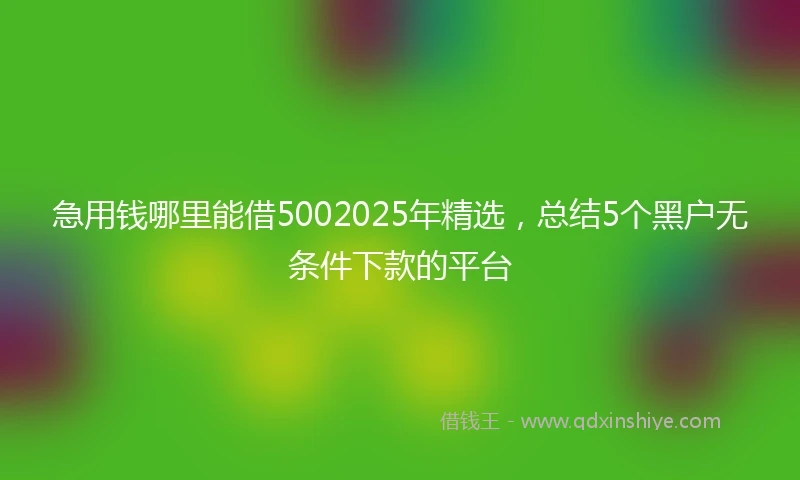 急用钱哪里能借5002025年精选，总结5个黑户无条件下款的平台