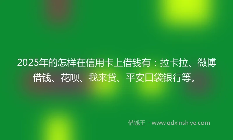2025年的怎样在信用卡上借钱有：拉卡拉、微博借钱、花呗、我来贷、平安口袋银行等。