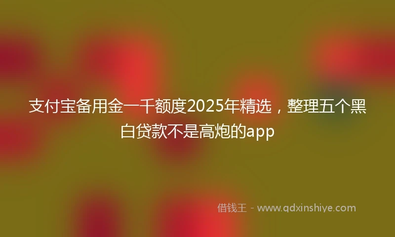 支付宝备用金一千额度2025年精选，整理五个黑白贷款不是高炮的app
