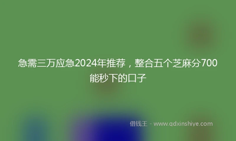 急需三万应急2024年推荐，整合五个芝麻分700能秒下的口子