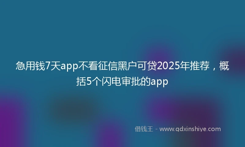 急用钱7天app不看征信黑户可贷2025年推荐，概括5个闪电审批的app