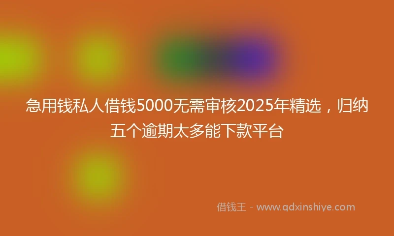 急用钱私人借钱5000无需审核2025年精选，归纳五个逾期太多能下款平台