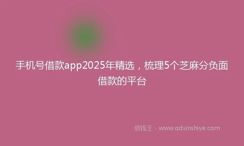 手机号借款app2025年精选，梳理5个芝麻分负面借款的平台