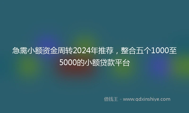 急需小额资金周转2024年推荐，整合五个1000至5000的小额贷款平台