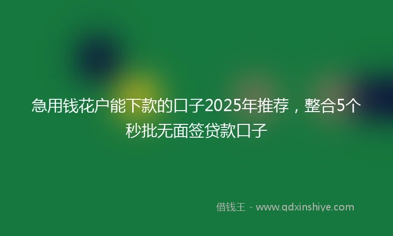 急用钱花户能下款的口子2025年推荐，整合5个秒批无面签贷款口子