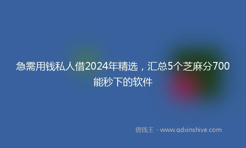 急需用钱私人借2024年精选，汇总5个芝麻分700能秒下的软件