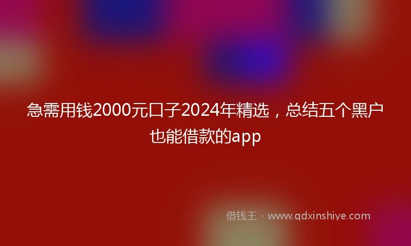 急需用钱2000元口子2024年精选，总结五个黑户也能借款的app