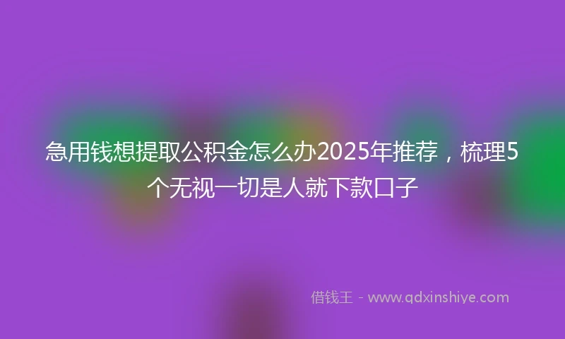 急用钱想提取公积金怎么办2025年推荐，梳理5个无视一切是人就下款口子