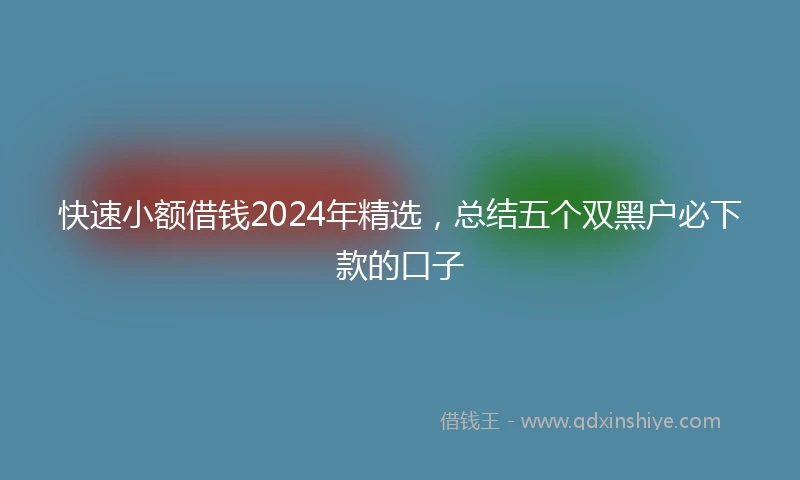 快速小额借钱2024年精选，总结五个双黑户必下款的口子