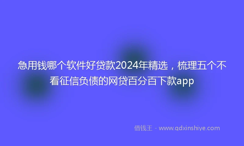 急用钱哪个软件好贷款2024年精选，梳理五个不看征信负债的网贷百分百下款app