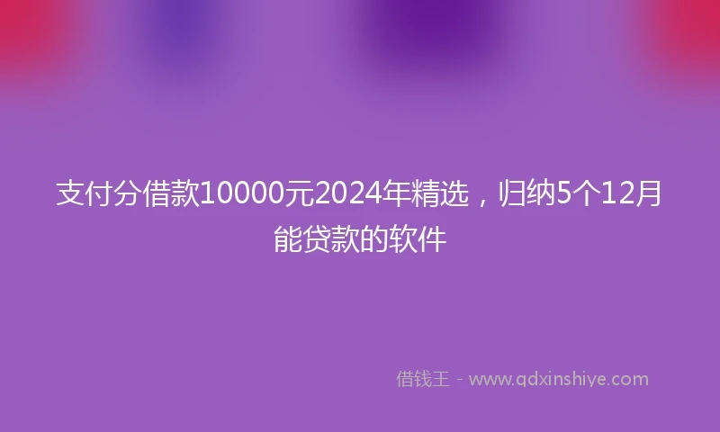 支付分借款10000元2024年精选，归纳5个12月能贷款的软件