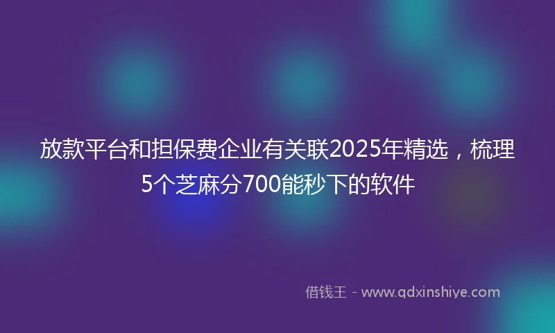 放款平台和担保费企业有关联2025年精选，梳理5个芝麻分700能秒下的软件