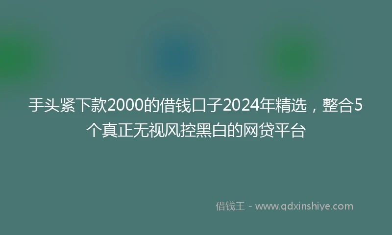 手头紧下款2000的借钱口子2024年精选，整合5个真正无视风控黑白的网贷平台