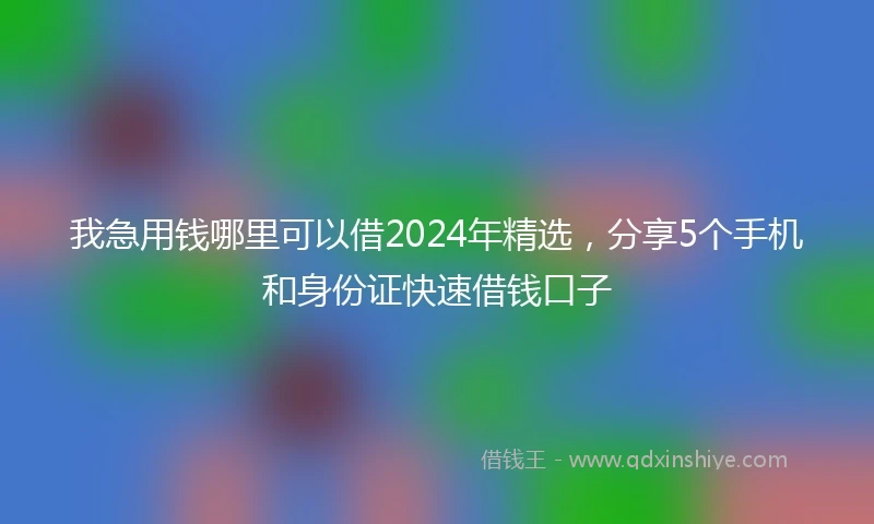 我急用钱哪里可以借2024年精选，分享5个手机和身份证快速借钱口子