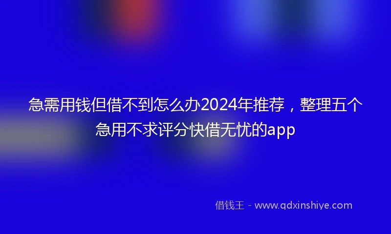 急需用钱但借不到怎么办2024年推荐，整理五个急用不求评分快借无忧的app