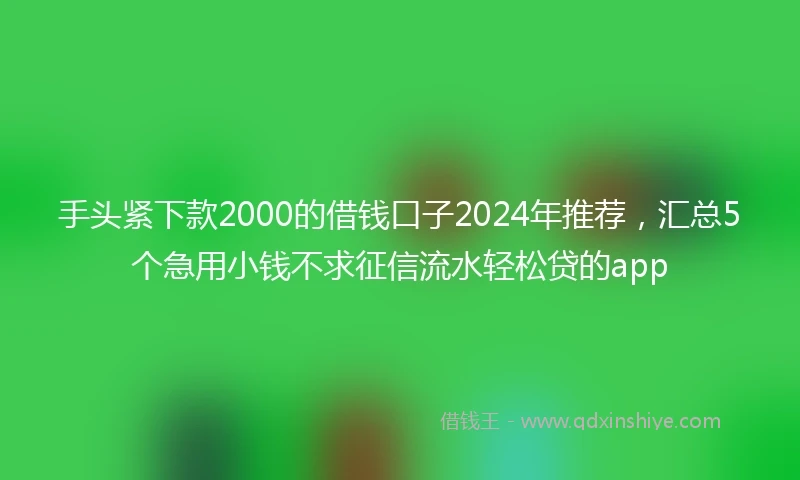 手头紧下款2000的借钱口子2024年推荐,汇总5个急用小钱不求征信流水轻松贷的app