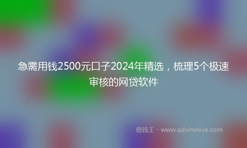 急需用钱2500元口子2024年精选，梳理5个极速审核的网贷软件