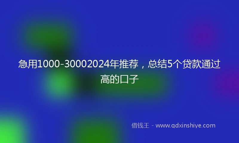 急用1000-30002024年推荐，总结5个贷款通过高的口子