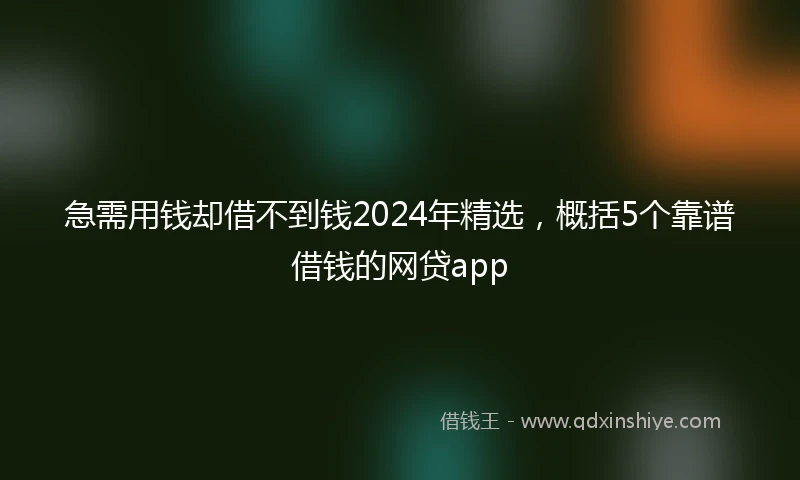 急需用钱却借不到钱2024年精选，概括5个靠谱借钱的网贷app