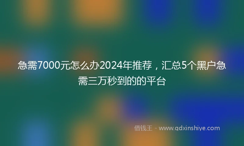 急需7000元怎么办2024年推荐，汇总5个黑户急需三万秒到的的平台