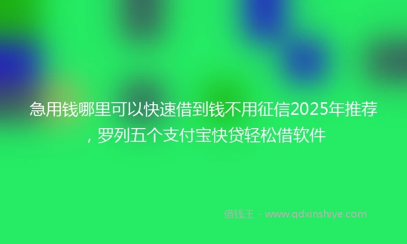 急用钱哪里可以快速借到钱不用征信2025年推荐，罗列五个支付宝快贷轻松借软件