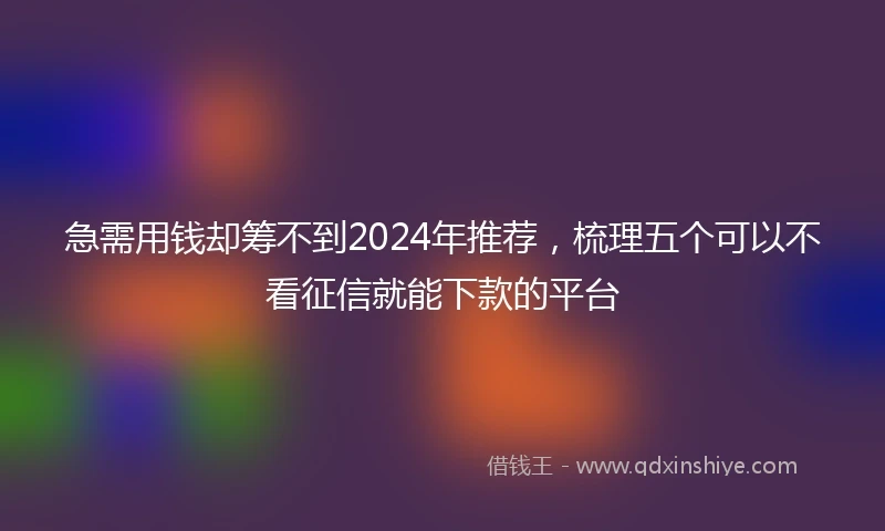 急需用钱却筹不到2024年推荐，梳理五个可以不看征信就能下款的平台