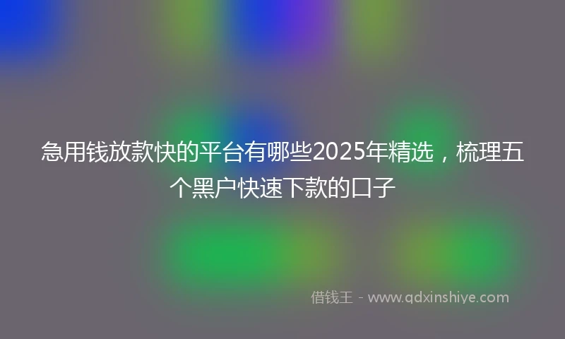 急用钱放款快的平台有哪些2025年精选，梳理五个黑户快速下款的口子
