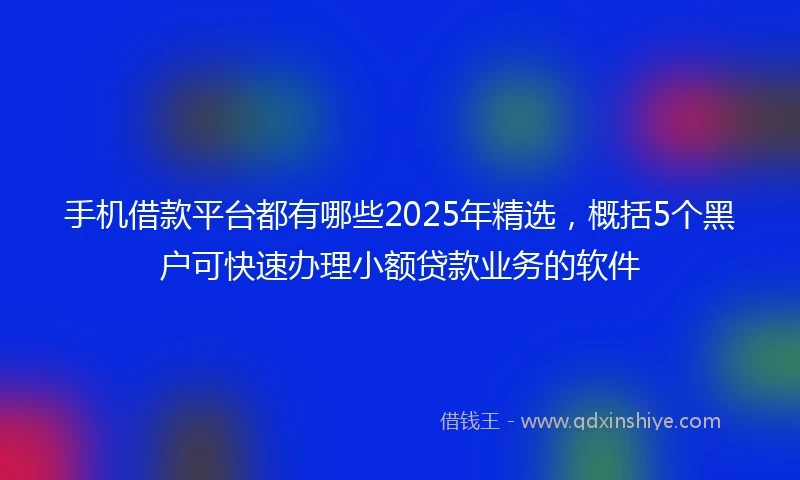 手机借款平台都有哪些2025年精选，概括5个黑户可快速办理小额贷款业务的软件