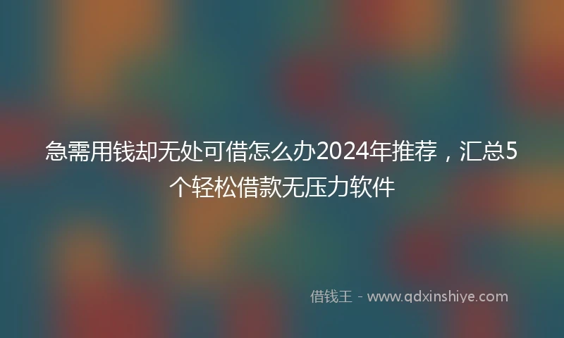急需用钱却无处可借怎么办2024年推荐，汇总5个轻松借款无压力软件