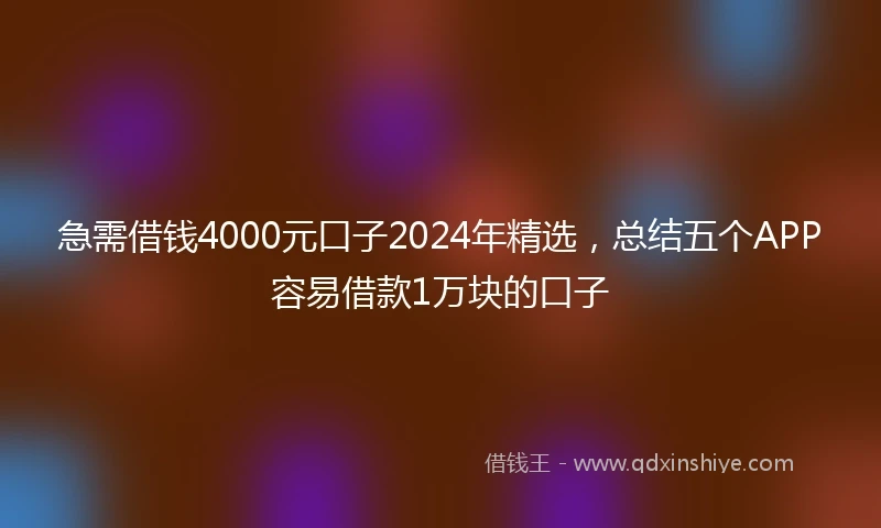急需借钱4000元口子2024年精选，总结五个APP容易借款1万块的口子