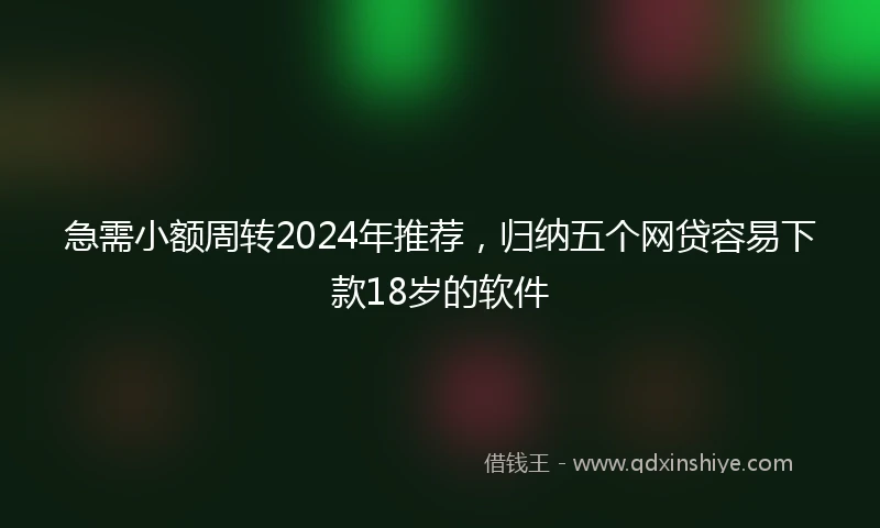 急需小额周转2024年推荐，归纳五个网贷容易下款18岁的软件