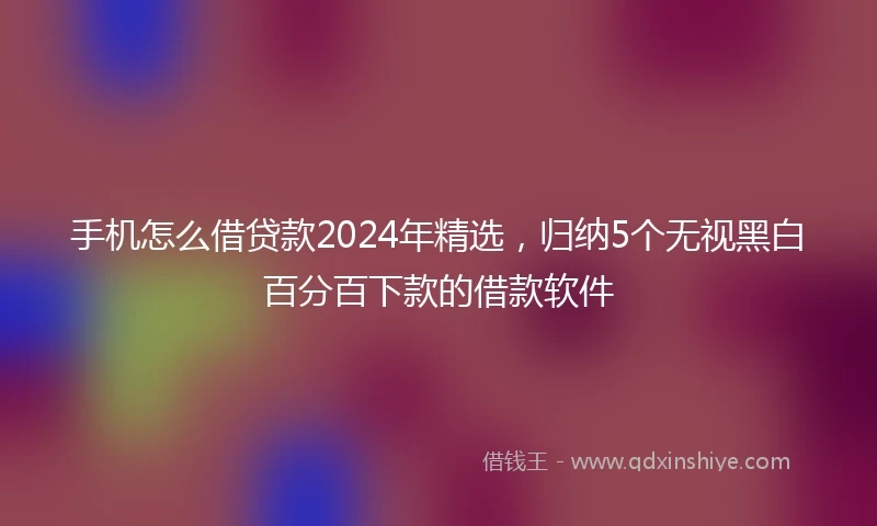 手机怎么借贷款2024年精选，归纳5个无视黑白百分百下款的借款软件