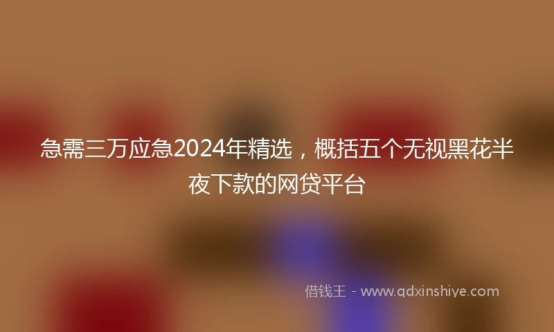 急需三万应急2024年精选，概括五个无视黑花半夜下款的网贷平台