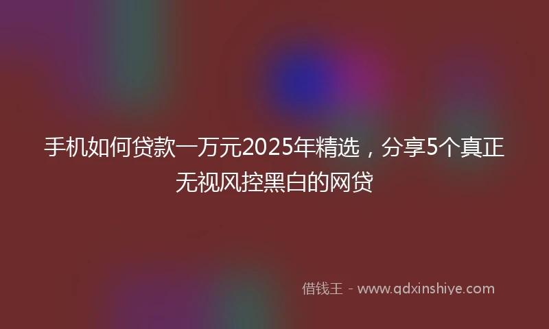 手机如何贷款一万元2025年精选，分享5个真正无视风控黑白的网贷