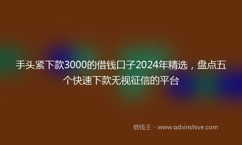 手头紧下款3000的借钱口子2024年精选，盘点五个快速下款无视征信的平台
