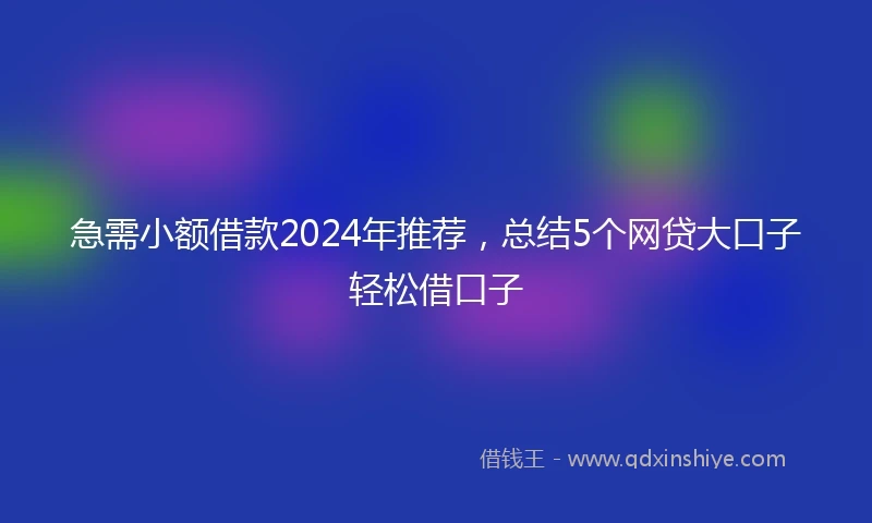 急需小额借款2024年推荐，总结5个网贷大口子轻松借口子