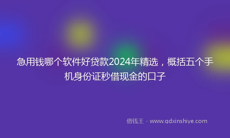 急用钱哪个软件好贷款2024年精选，概括五个手机身份证秒借现金的口子