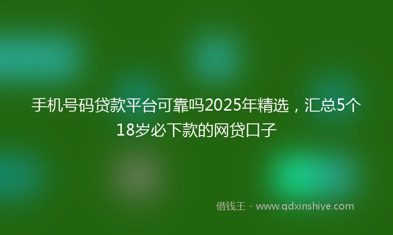 手机号码贷款平台可靠吗2025年精选，汇总5个18岁必下款的网贷口子