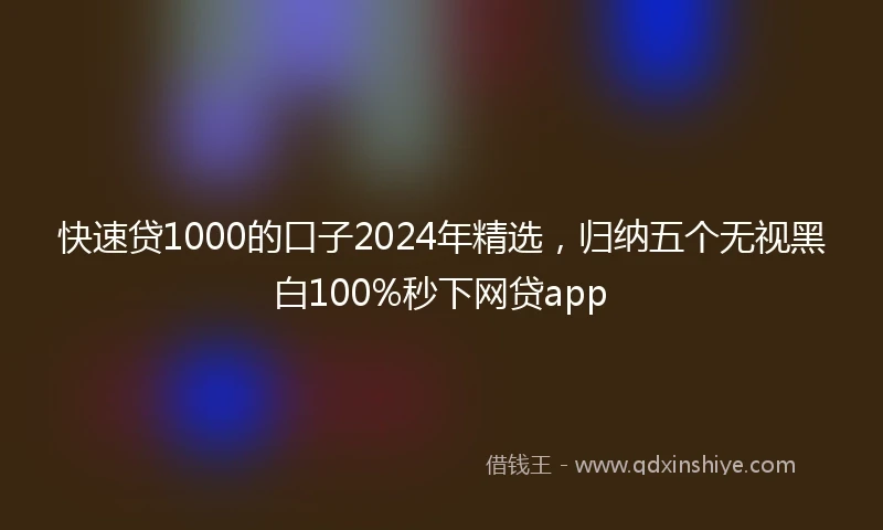 快速贷1000的口子2024年精选，归纳五个无视黑白100%秒下网贷app