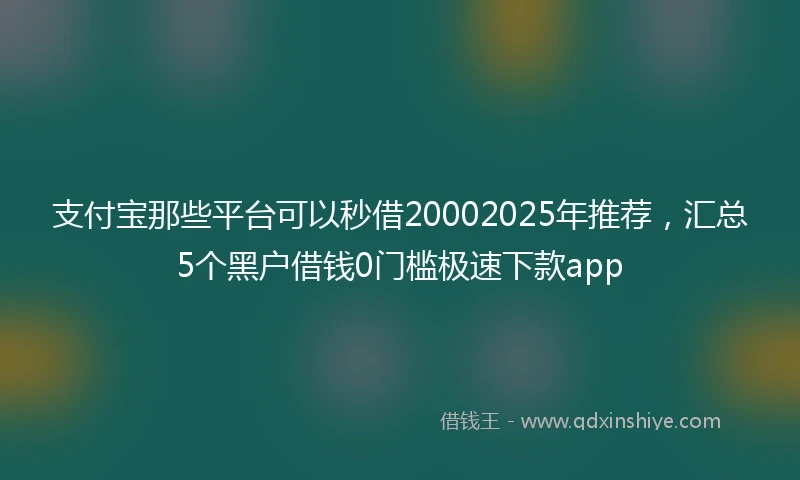 支付宝那些平台可以秒借20002025年推荐，汇总5个黑户借钱0门槛极速下款app