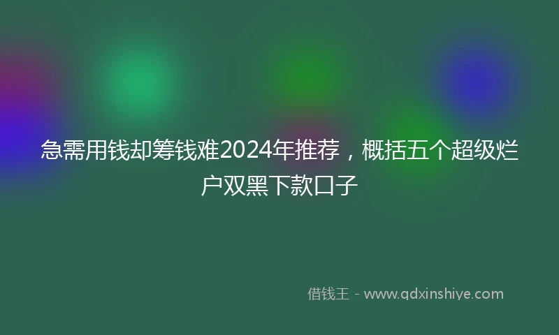 急需用钱却筹钱难2024年推荐，概括五个超级烂户双黑下款口子