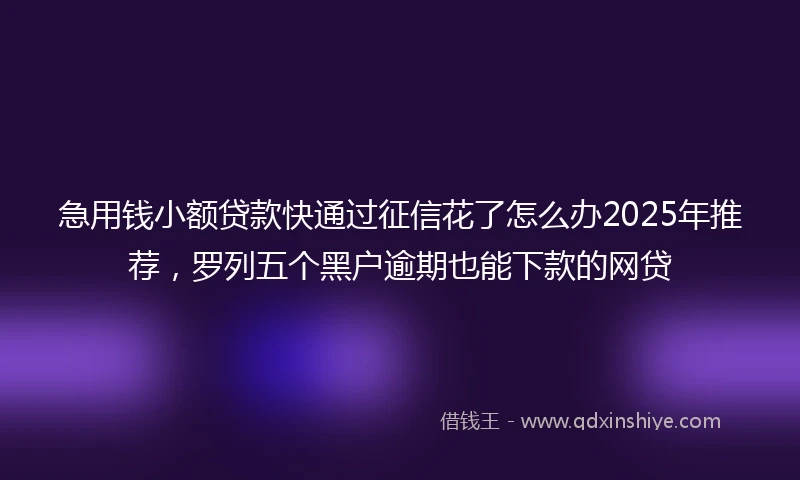 急用钱小额贷款快通过征信花了怎么办2025年推荐，罗列五个黑户逾期也能下款的网贷
