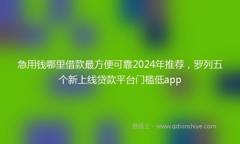 急用钱哪里借款最方便可靠2024年推荐，罗列五个新上线贷款平台门槛低app