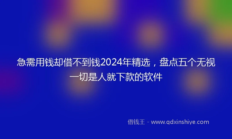 急需用钱却借不到钱2024年精选，盘点五个无视一切是人就下款的软件