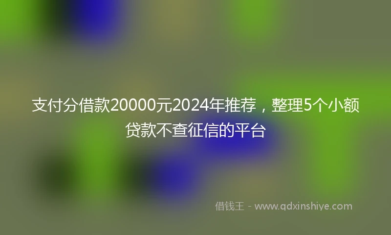 支付分借款20000元2024年推荐，整理5个小额贷款不查征信的平台
