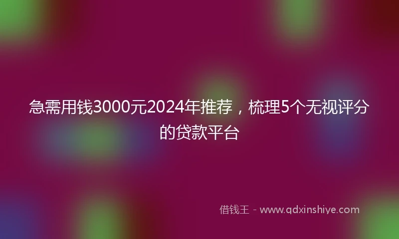 急需用钱3000元2024年推荐，梳理5个无视评分的贷款平台