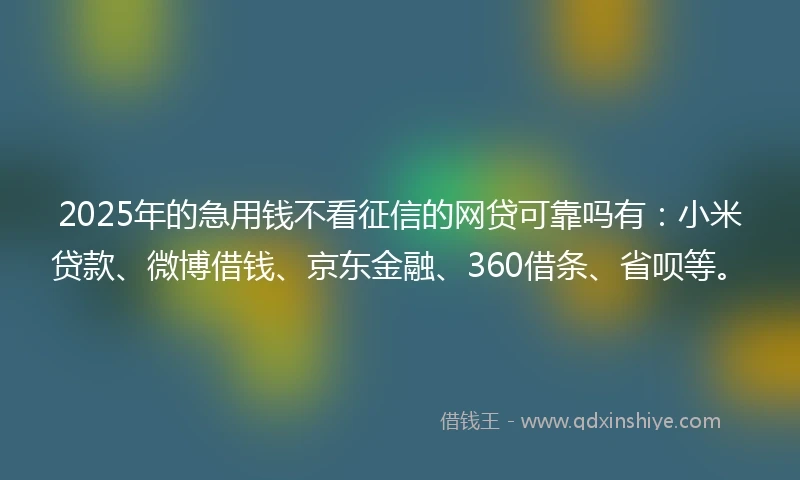 2025年的急用钱不看征信的网贷可靠吗有：小米贷款、微博借钱、京东金融、360借条、省呗等。