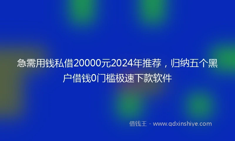 急需用钱私借20000元2024年推荐，归纳五个黑户借钱0门槛极速下款软件