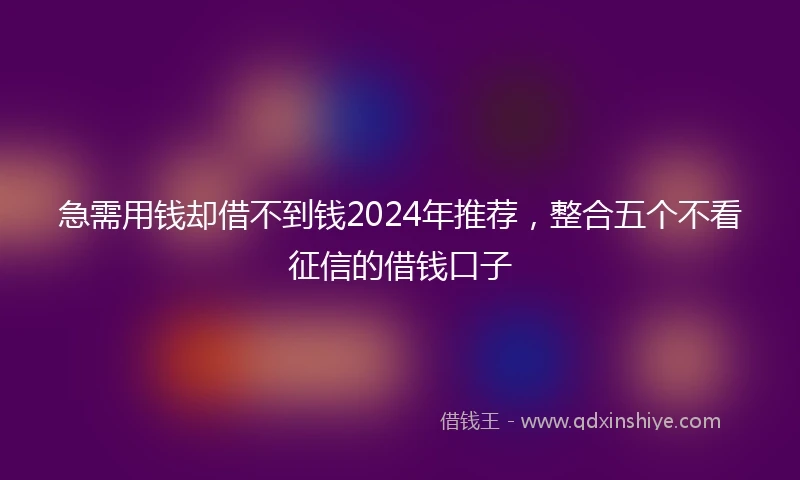 急需用钱却借不到钱2024年推荐，整合五个不看征信的借钱口子